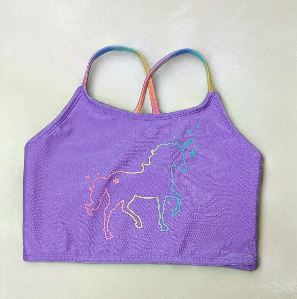 Cat & Jack Purple Unicorn Swim Top — Girls L (10/12)